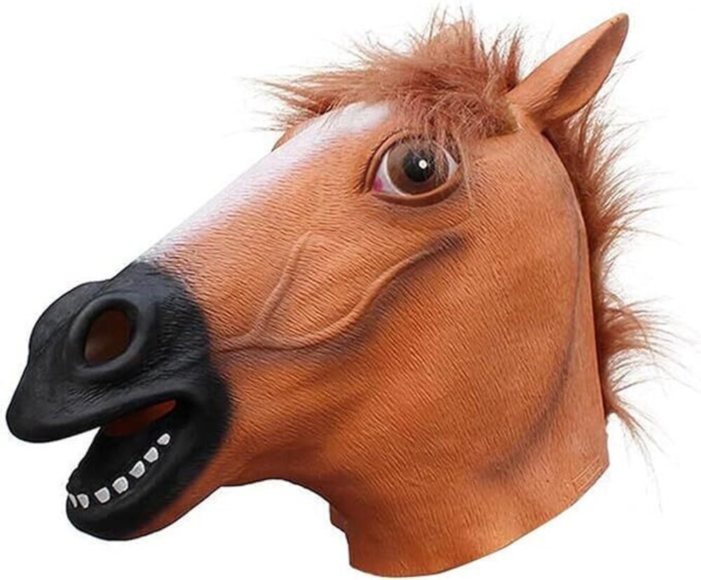 9850 Brown Horse Head Mask,Halloween Funny Animal Latex Horse Mask